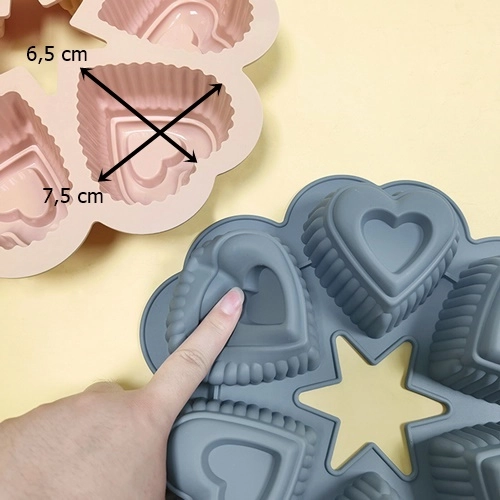 Forma silikonowa babeczki muffinki serce 6x